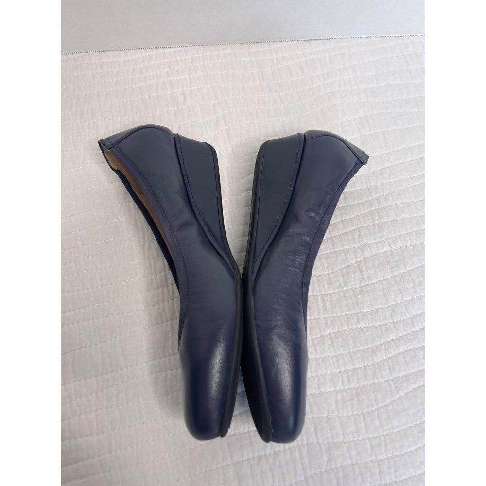 Easyspirit Womens Wedge Slip-On Leather Comfort Heels SZ 8.5W Navy Blue - Picture 9 of 11